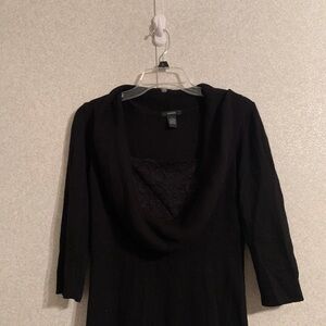 Alfani Black Lace-Inset Cowl Neck Sweater